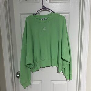 Adidas Lime Green Long Sleeve Originals Essentials Crewneck Sweatshirt